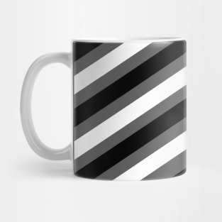 black, white, grey diagonal stripes Mug